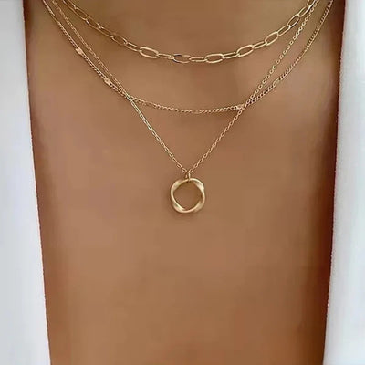 Collier Superposé Rétro Doré