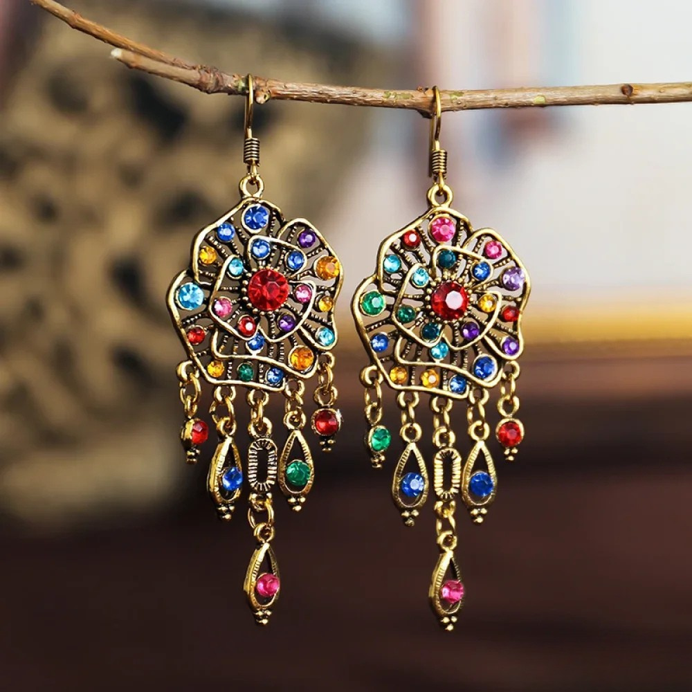 Boucles d'oreilles rétro mandala colorées