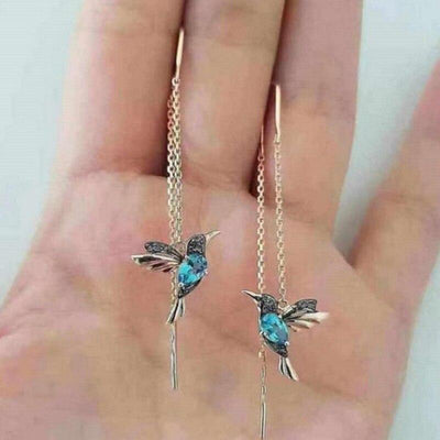 Boucles d’oreilles Colibri en Émail et Zircon